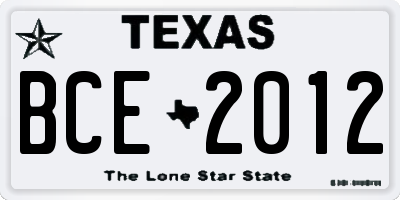 TX license plate BCE2012