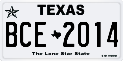 TX license plate BCE2014