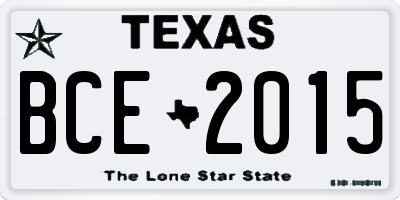 TX license plate BCE2015