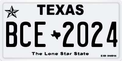 TX license plate BCE2024