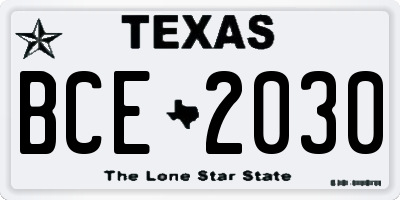TX license plate BCE2030