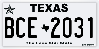 TX license plate BCE2031