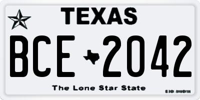TX license plate BCE2042