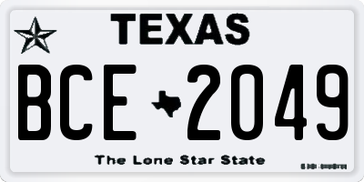 TX license plate BCE2049