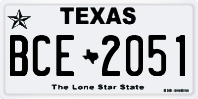 TX license plate BCE2051