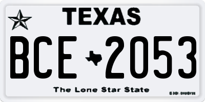 TX license plate BCE2053