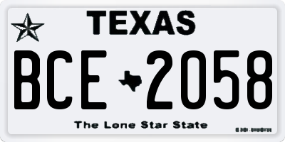 TX license plate BCE2058