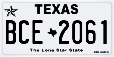 TX license plate BCE2061