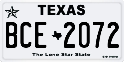 TX license plate BCE2072