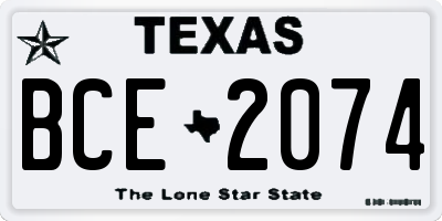 TX license plate BCE2074