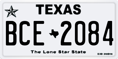 TX license plate BCE2084