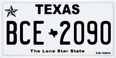 TX license plate BCE2090