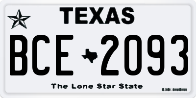 TX license plate BCE2093