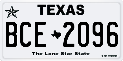 TX license plate BCE2096