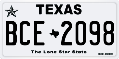 TX license plate BCE2098