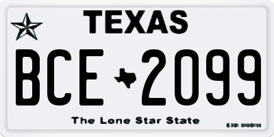 TX license plate BCE2099