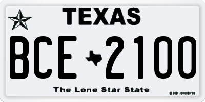 TX license plate BCE2100