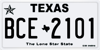 TX license plate BCE2101