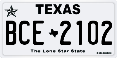 TX license plate BCE2102