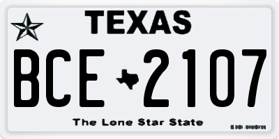 TX license plate BCE2107