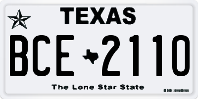 TX license plate BCE2110