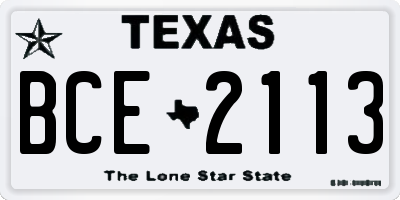 TX license plate BCE2113