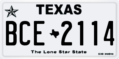 TX license plate BCE2114