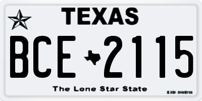 TX license plate BCE2115