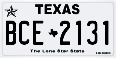 TX license plate BCE2131