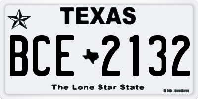 TX license plate BCE2132