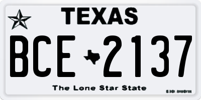 TX license plate BCE2137