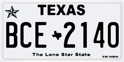 TX license plate BCE2140