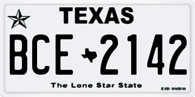 TX license plate BCE2142