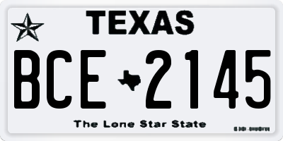 TX license plate BCE2145