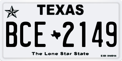 TX license plate BCE2149