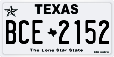TX license plate BCE2152