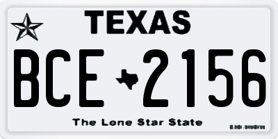 TX license plate BCE2156