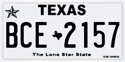 TX license plate BCE2157