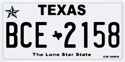TX license plate BCE2158