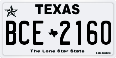 TX license plate BCE2160