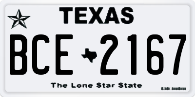 TX license plate BCE2167