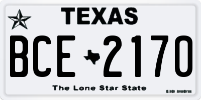 TX license plate BCE2170