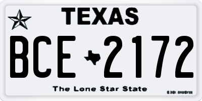 TX license plate BCE2172