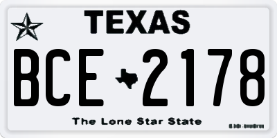 TX license plate BCE2178
