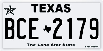 TX license plate BCE2179