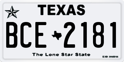 TX license plate BCE2181