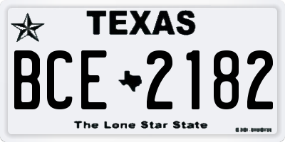 TX license plate BCE2182