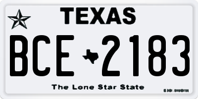 TX license plate BCE2183