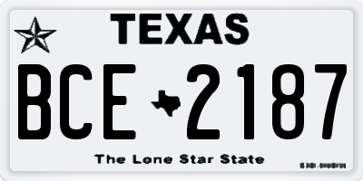 TX license plate BCE2187