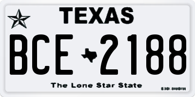 TX license plate BCE2188
